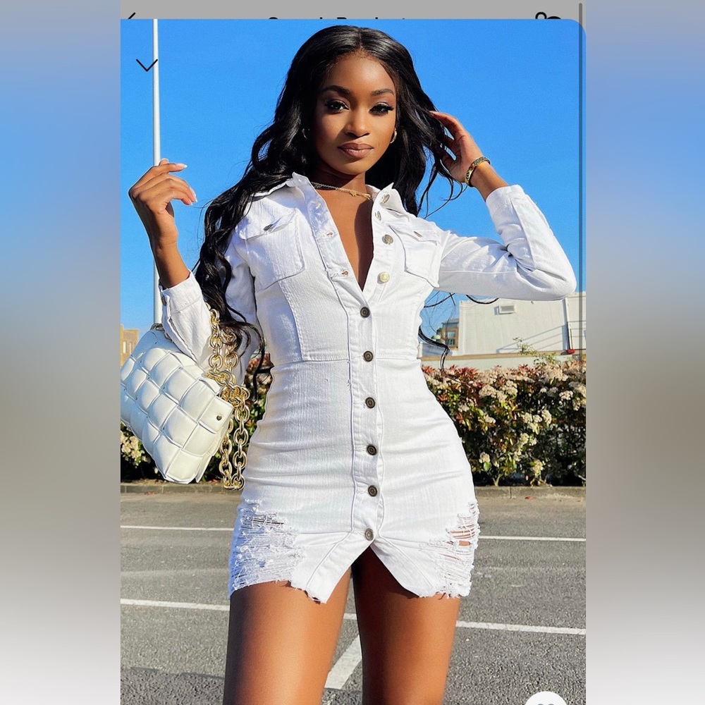 White Sexy denim. Size Medium. Button down/ short dress